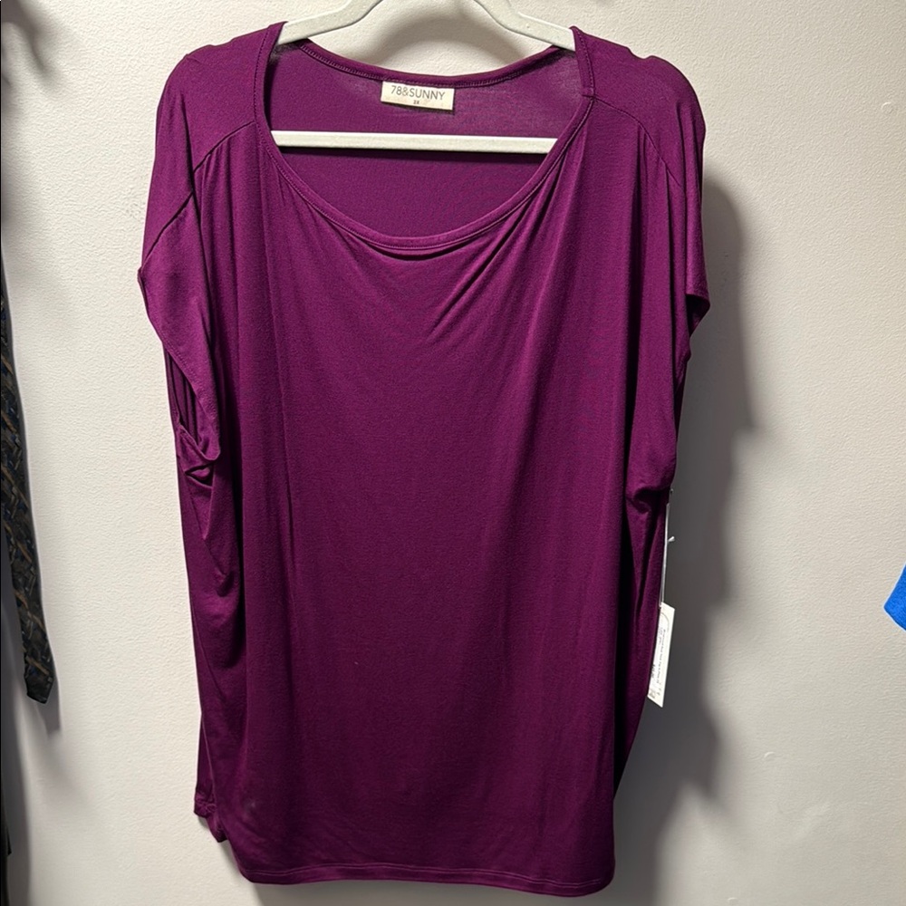 Pink and Purple Dolman Sleeve Blouse Relaxed Fit